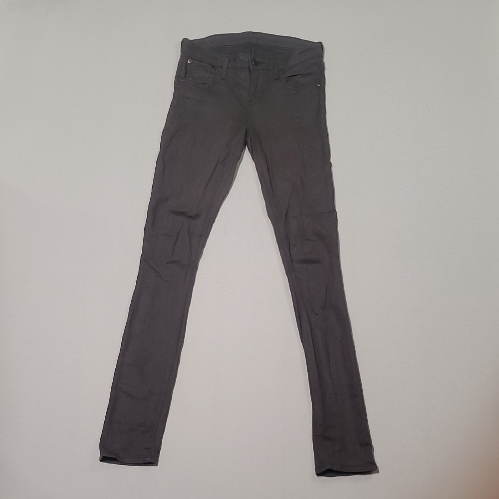Helmut Lang Coated High Rise Skinny Jeans Grey Women's Size 24